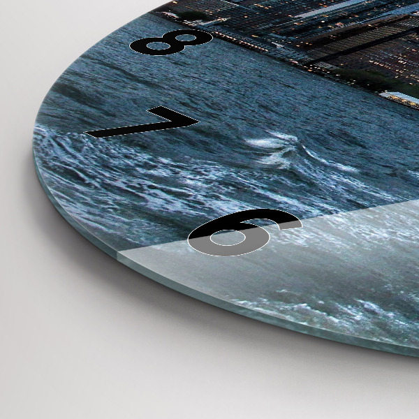 Round glass clock New York Panorama