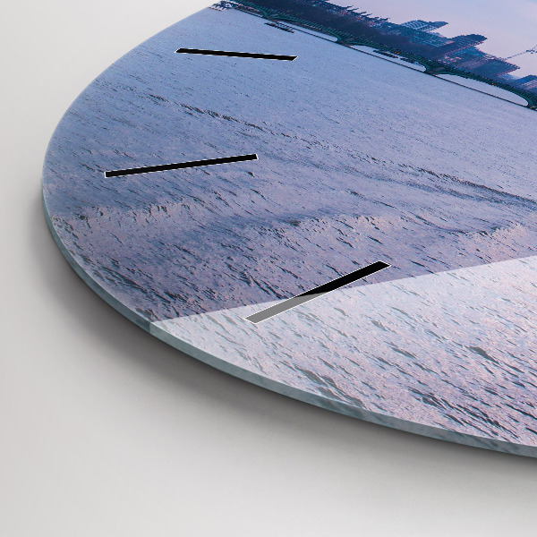 Round glass clock London Eye city panorama