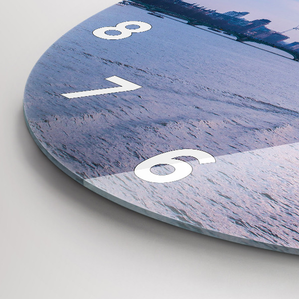 Round glass clock London Eye city panorama