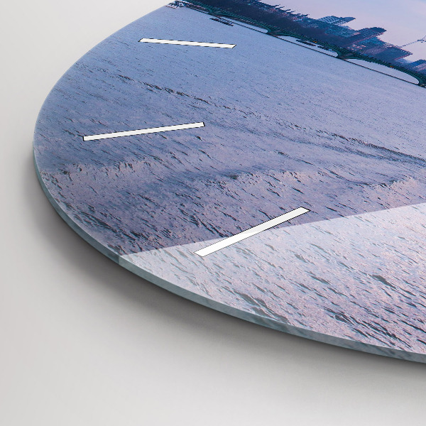 Round glass clock London Eye city panorama