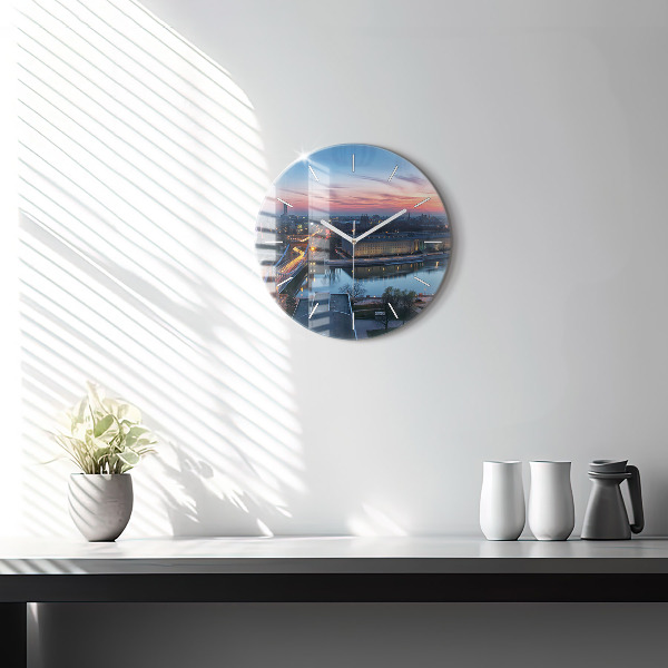 Round glass clock Wroclaw from a drone