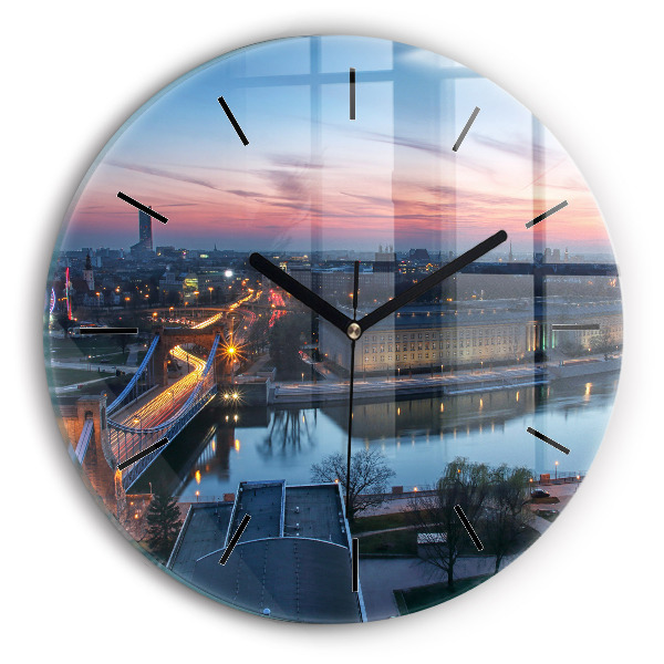 Round glass clock Wroclaw from a drone