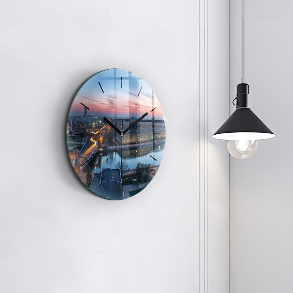 Round glass clock Wroclaw from a drone