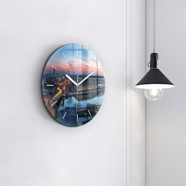 Round glass clock Wroclaw from a drone