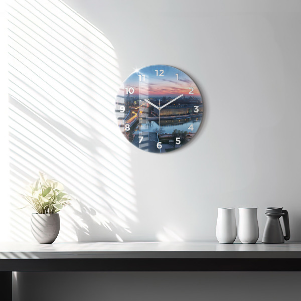 Round glass clock Wroclaw from a drone