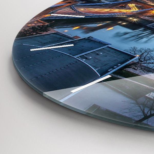 Round glass clock Wroclaw from a drone