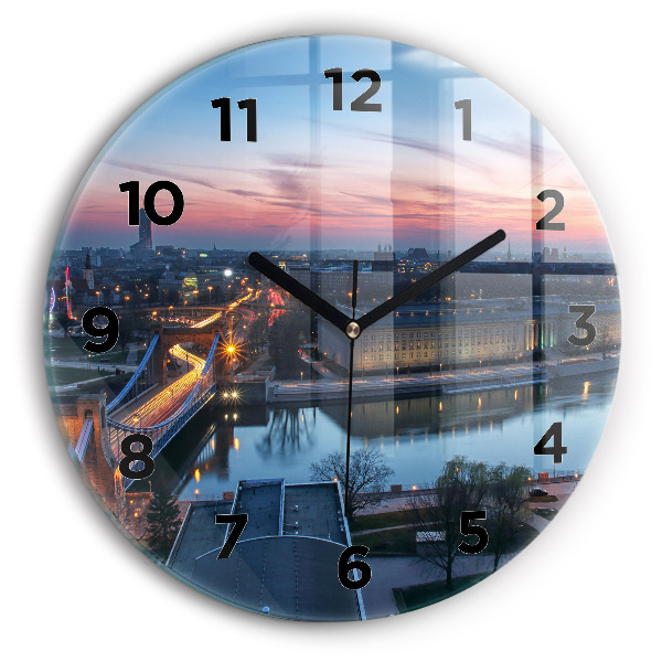 Round glass clock Wroclaw from a drone