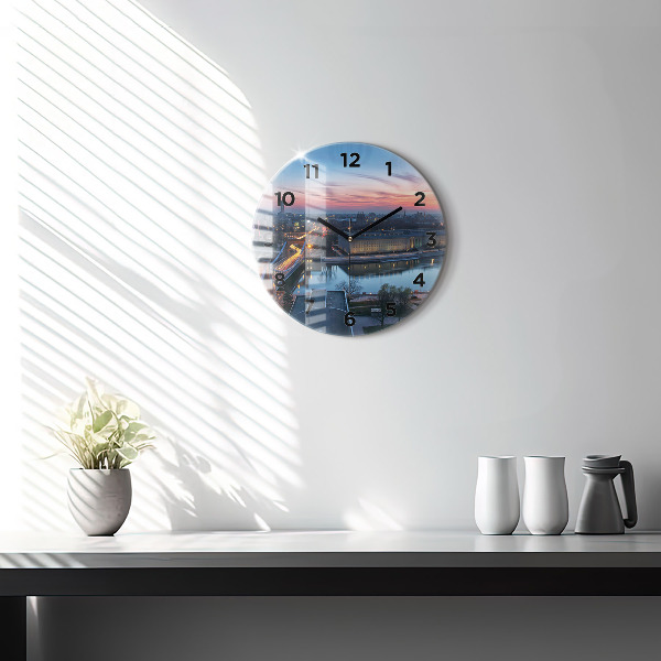 Round glass clock Wroclaw from a drone