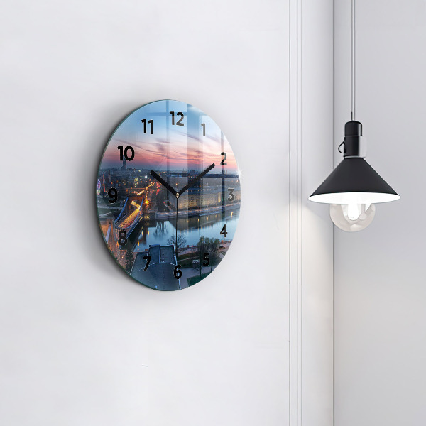 Round glass clock Wroclaw from a drone