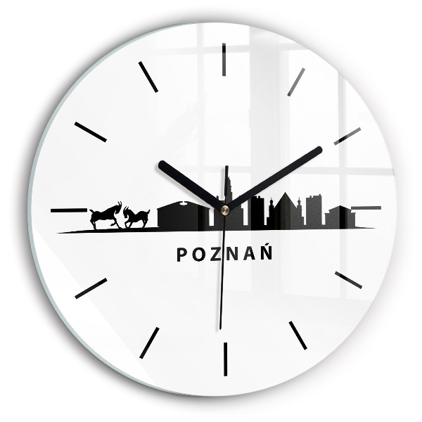 Round glass clock Poznan panorama graphics