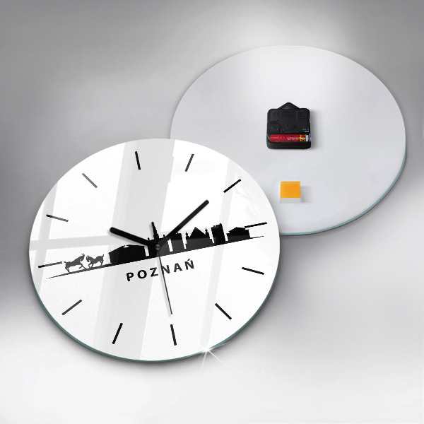 Round glass clock Poznan panorama graphics