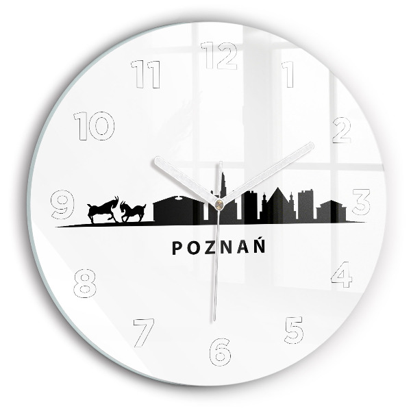 Round glass clock Poznan panorama graphics