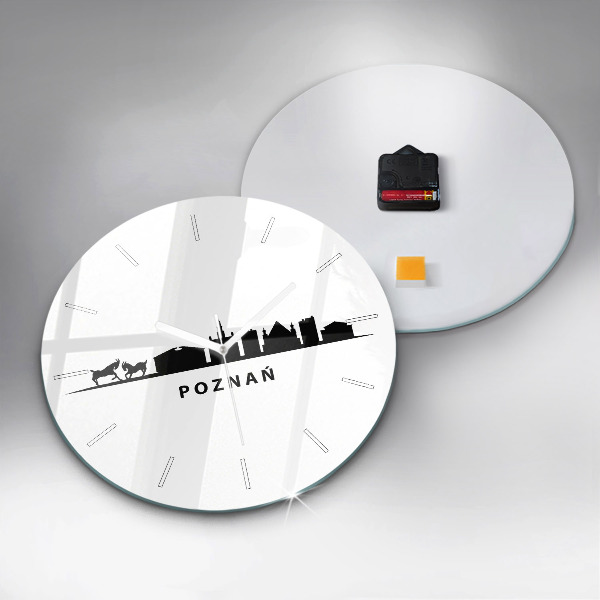 Round glass clock Poznan panorama graphics