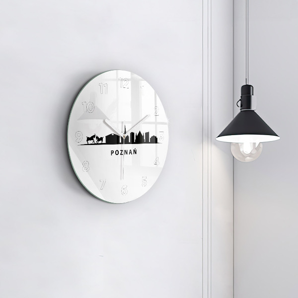 Round glass clock Poznan panorama graphics