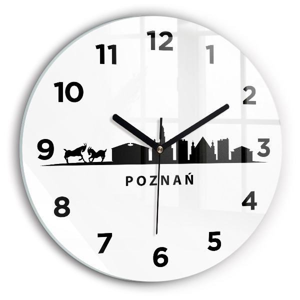 Round glass clock Poznan panorama graphics