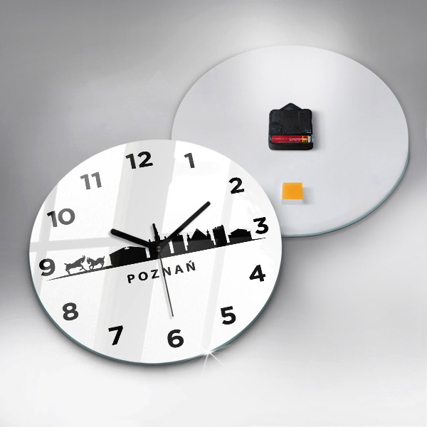 Round glass clock Poznan panorama graphics