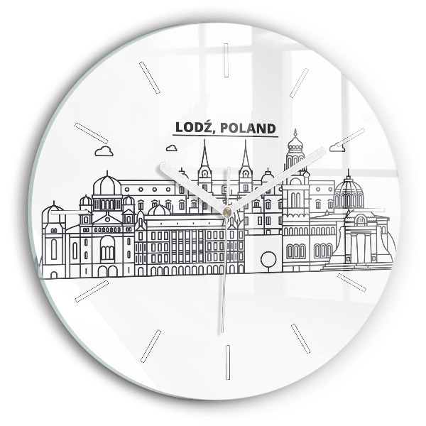 Round glass clock Lodz architecture panorama