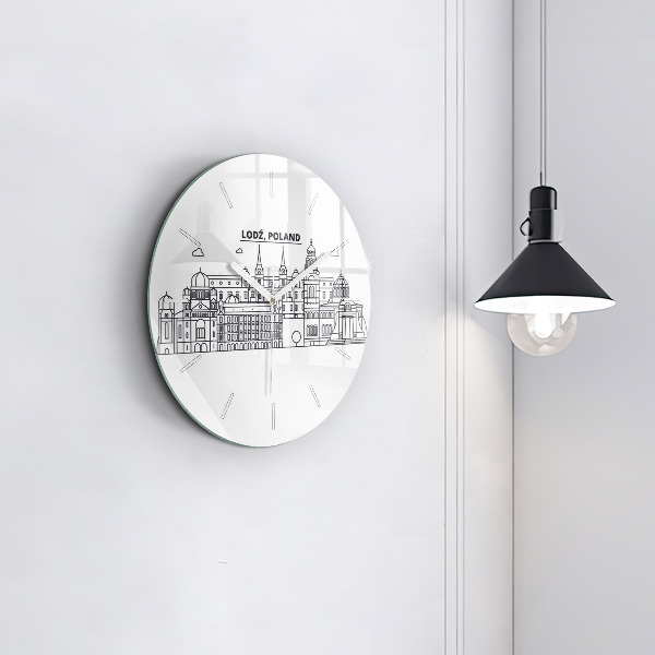 Round glass clock Lodz architecture panorama