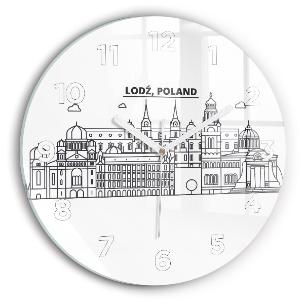 Round glass clock Lodz architecture panorama