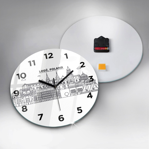 Round glass clock Lodz architecture panorama