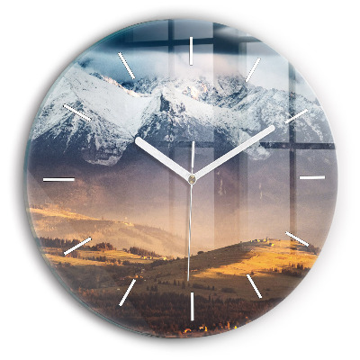 Round glass clock Winter landscape of the Tatra Mountains
