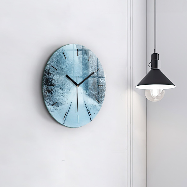 Round glass clock Deer on the tracks