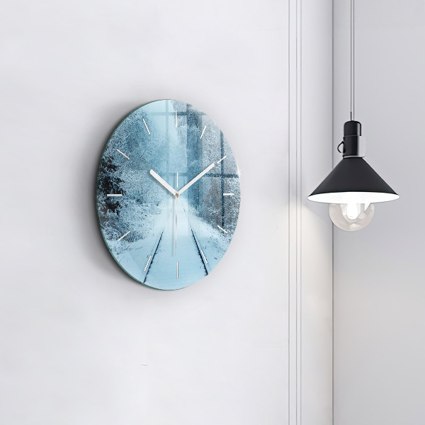 Round glass clock Deer on the tracks
