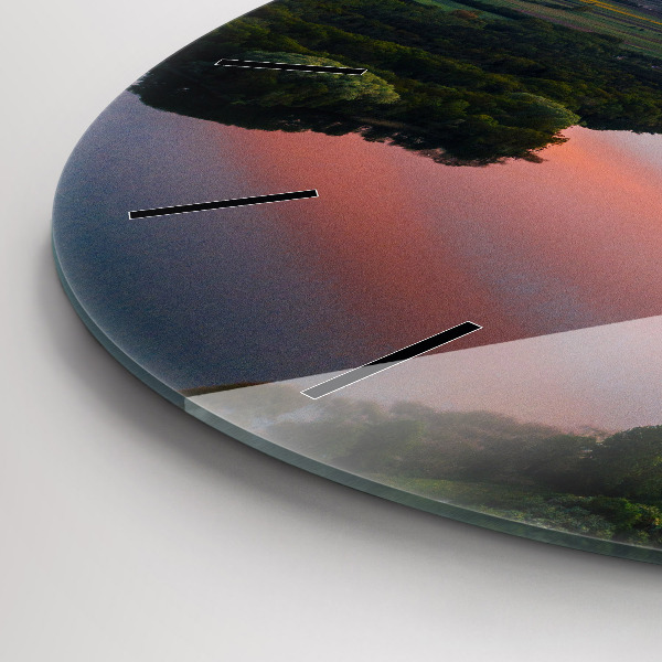 Round glass clock Lake view