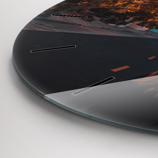 Round glass clock Woman on the road