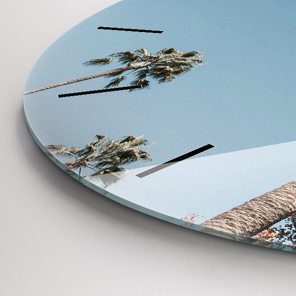 Round glass clock Palm trees in Los Angeles