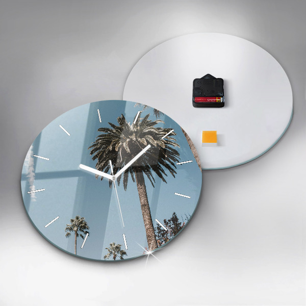 Round glass clock Palm trees in Los Angeles