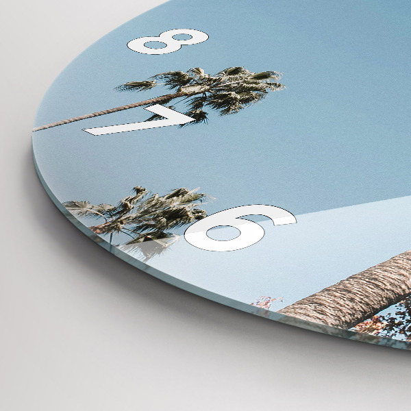 Round glass clock Palm trees in Los Angeles