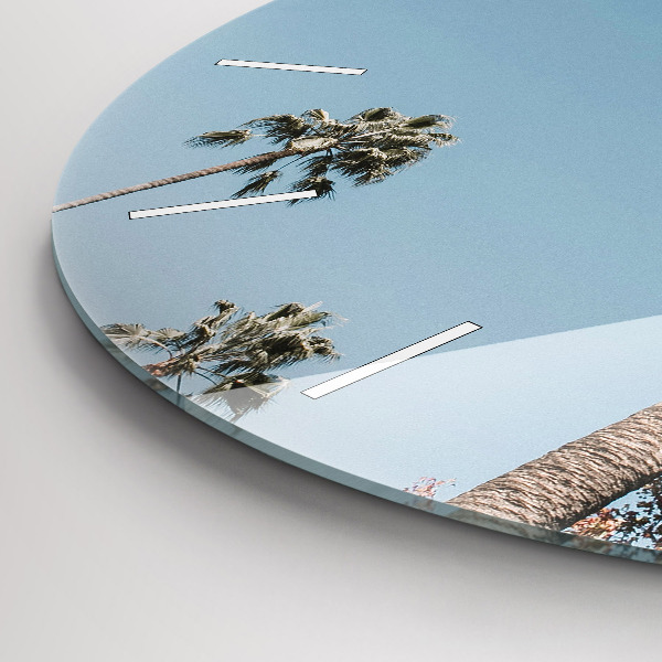 Round glass clock Palm trees in Los Angeles