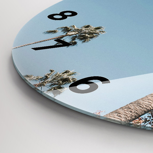 Round glass clock Palm trees in Los Angeles