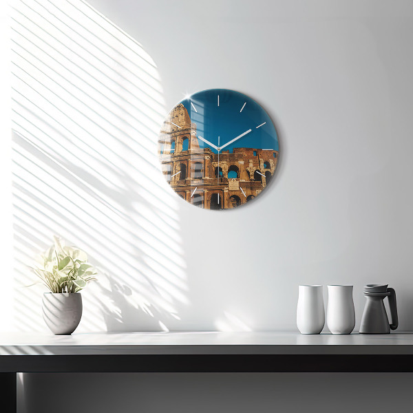 Round glass clock The Colosseum in Italy