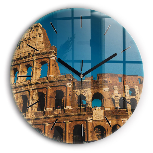 Round glass clock The Colosseum in Italy