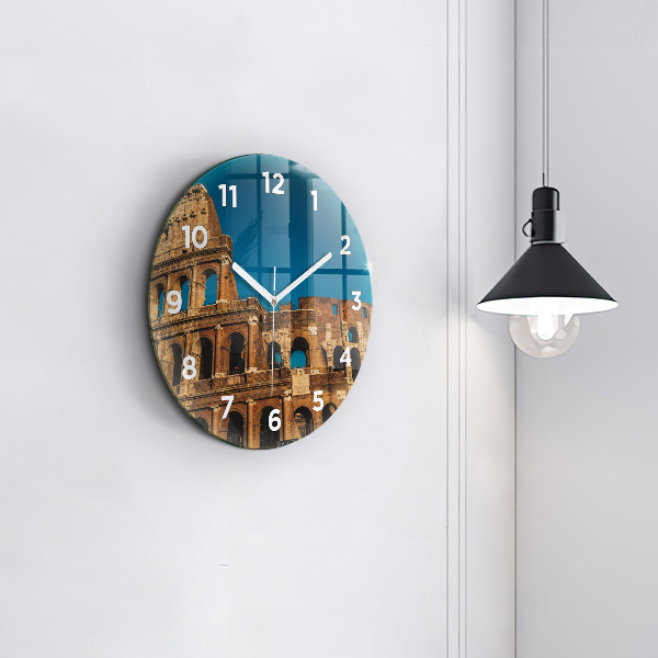 Round glass clock The Colosseum in Italy