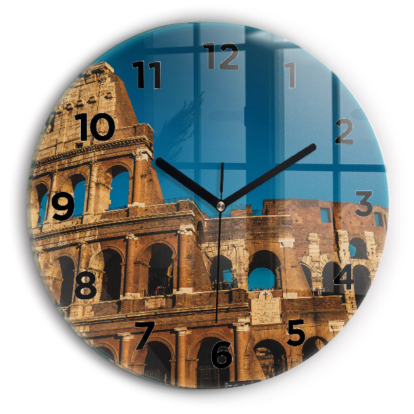 Round glass clock The Colosseum in Italy