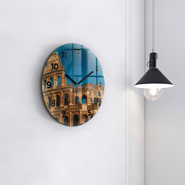 Round glass clock The Colosseum in Italy