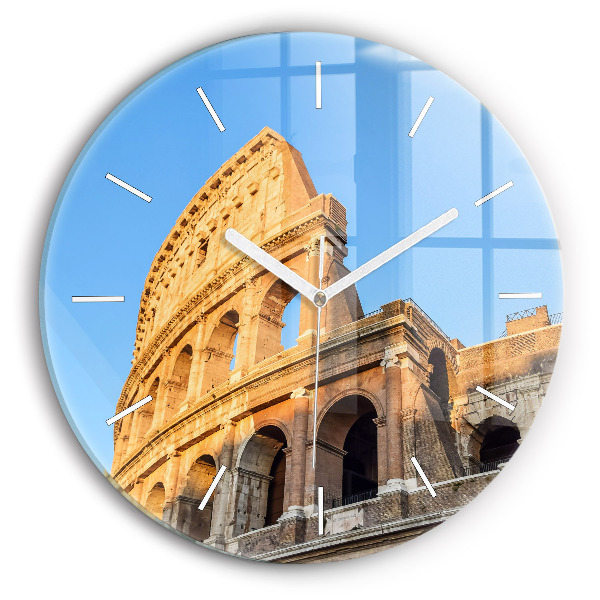 Round glass clock Colosseum in Rome