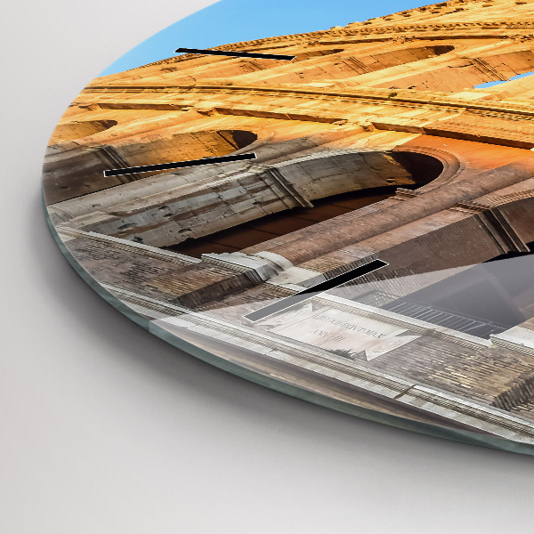 Round glass clock Colosseum in Rome