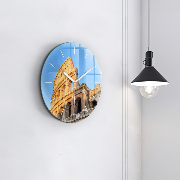 Round glass clock Colosseum in Rome