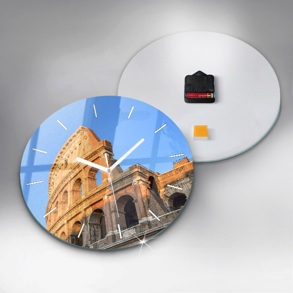 Round glass clock Colosseum in Rome