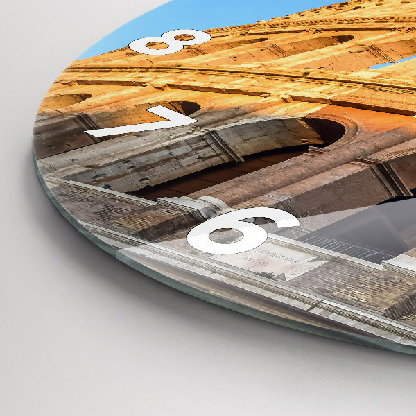 Round glass clock Colosseum in Rome