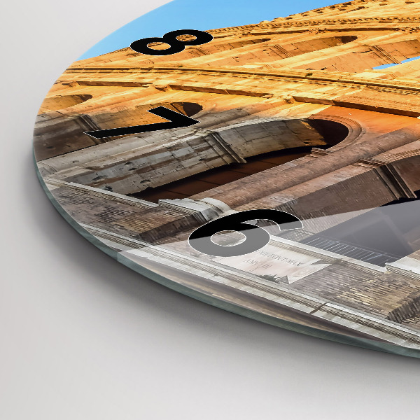 Round glass clock Colosseum in Rome