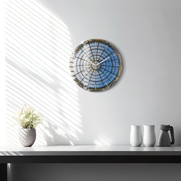 Round glass clock Shopping mall in Milan