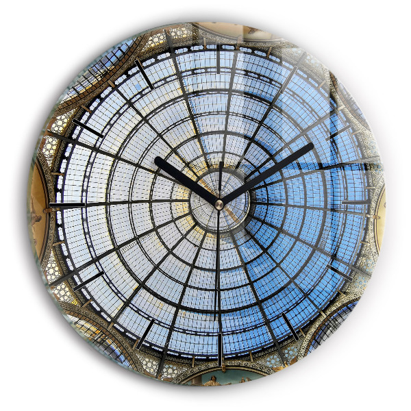 Round glass clock Shopping mall in Milan