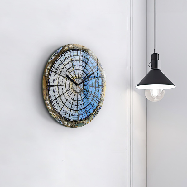 Round glass clock Shopping mall in Milan