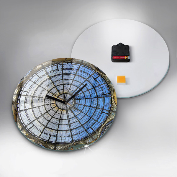 Round glass clock Shopping mall in Milan