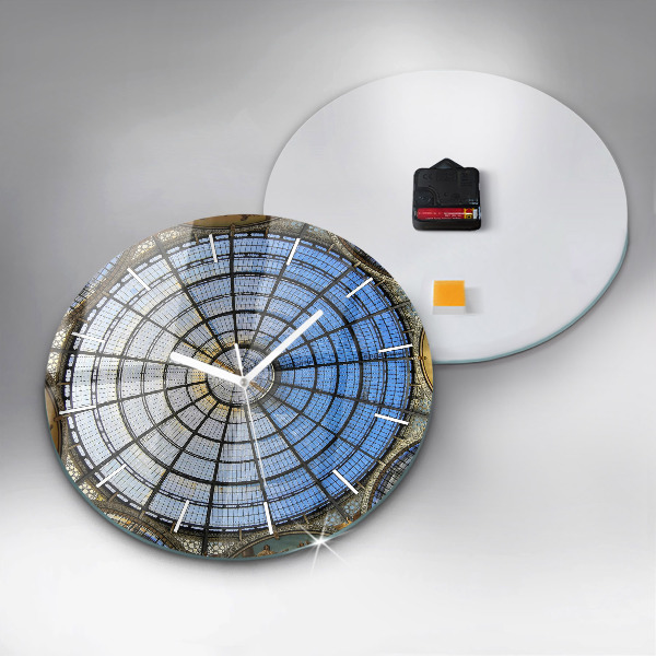 Round glass clock Shopping mall in Milan